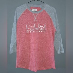 Ladies "Happy Camper" Raglan 3/4 Sleeve Shirt